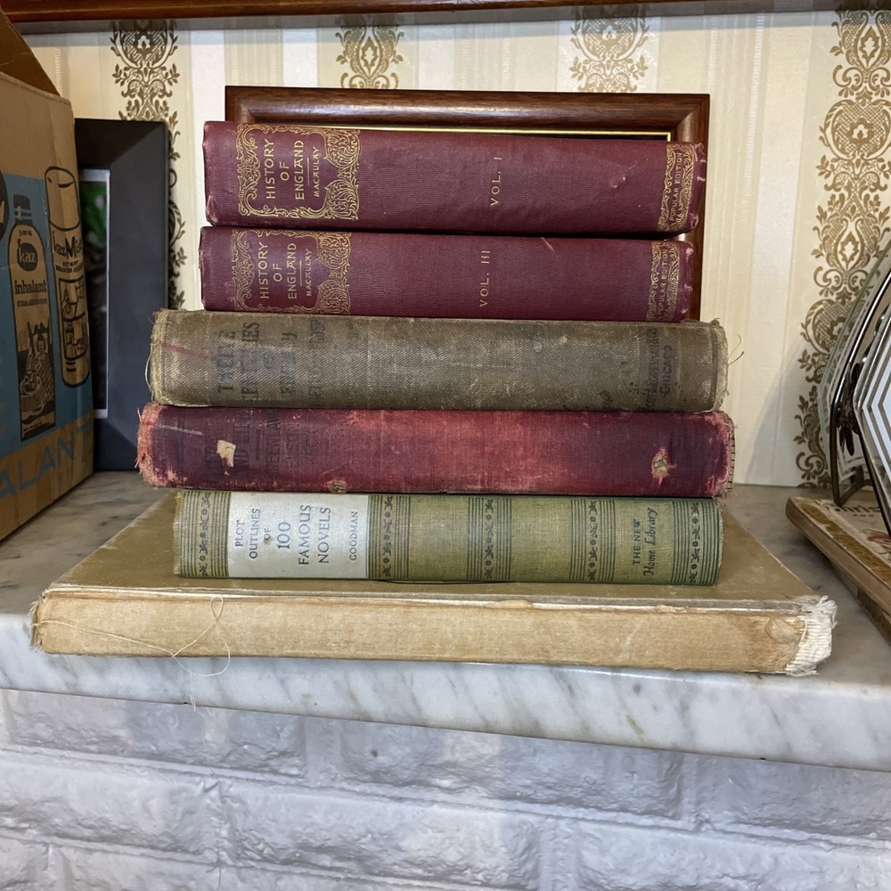 Vintage Set of Books Hardcover English | Goode's England Poetry Prose Novels
